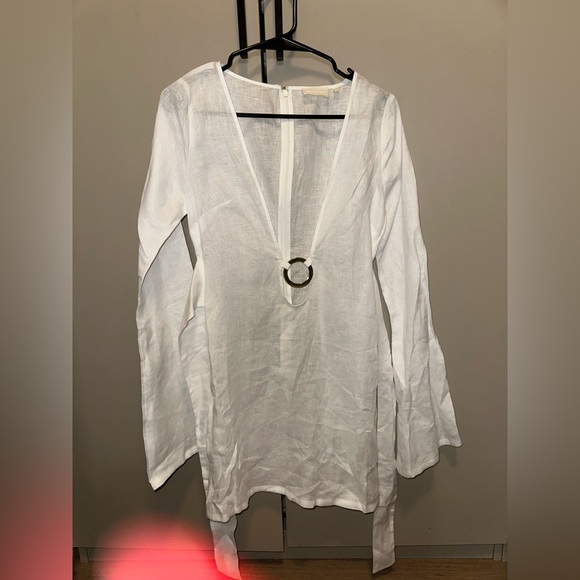 MONDAY Swimwear MONTEGO Mini Dress White Linen Regular size Petite - Picture 6 of 10